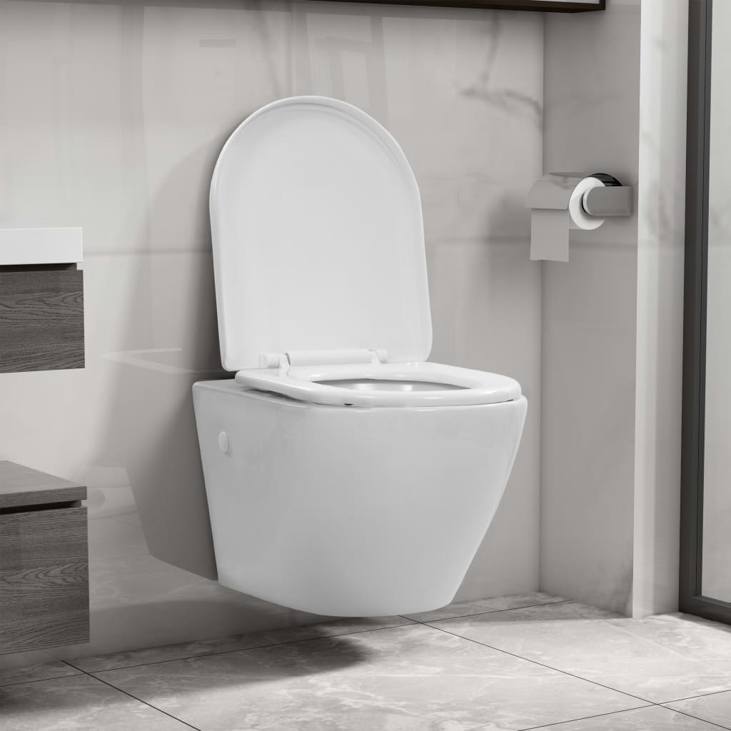 Viseča WC školjka brez roba keramična