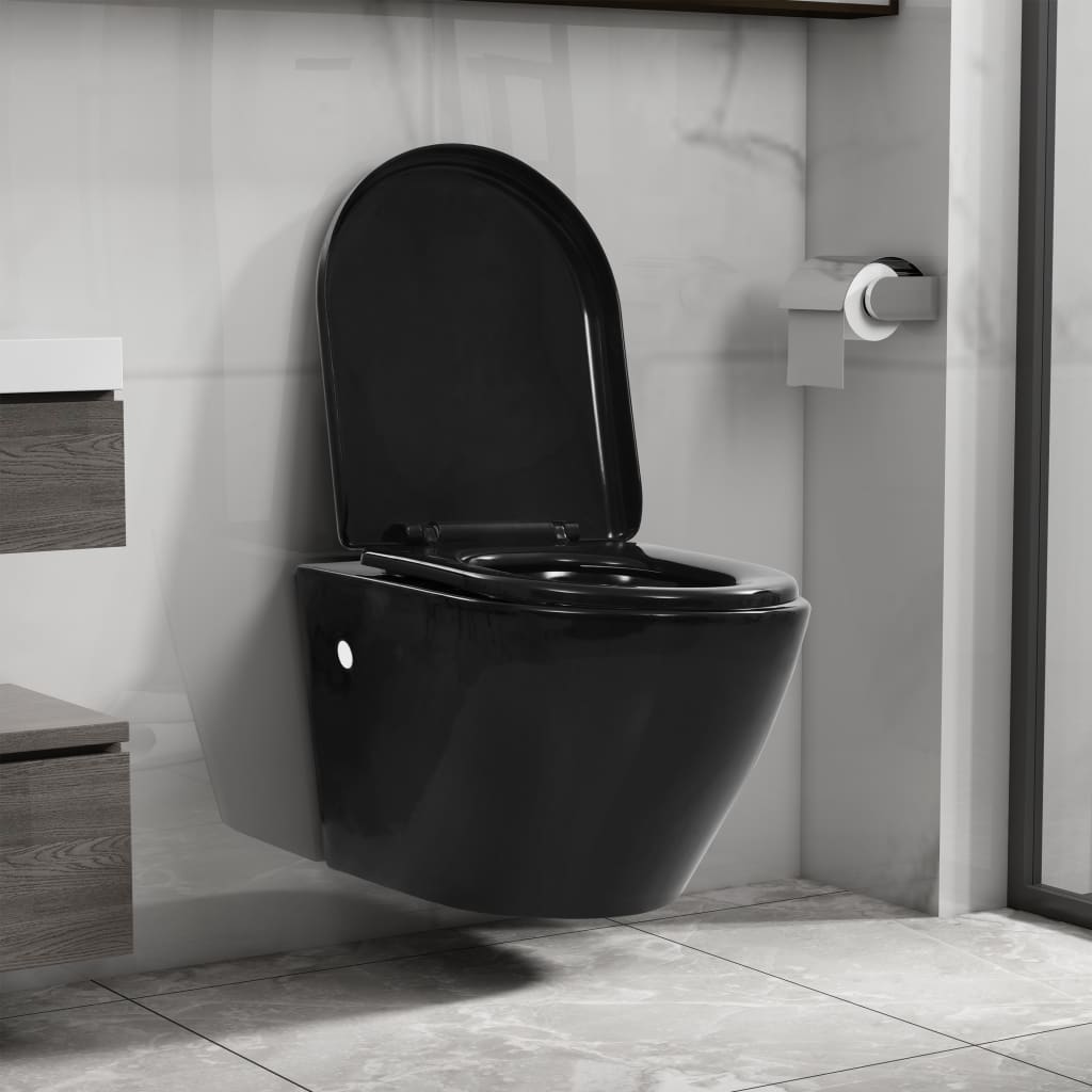 Viseča WC školjka brez roba keramična