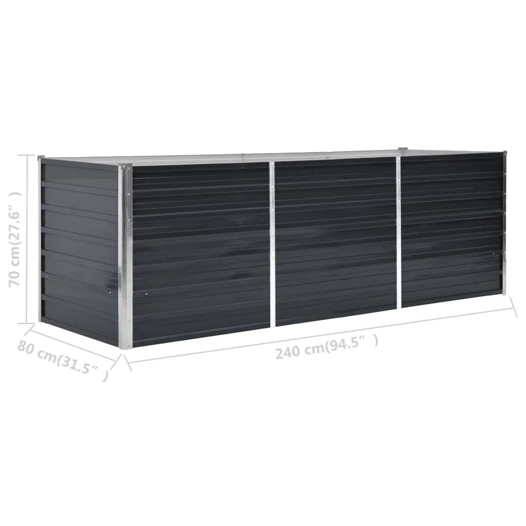 Visoka greda antracitna 240x80x77 cm pocinkano jeklo